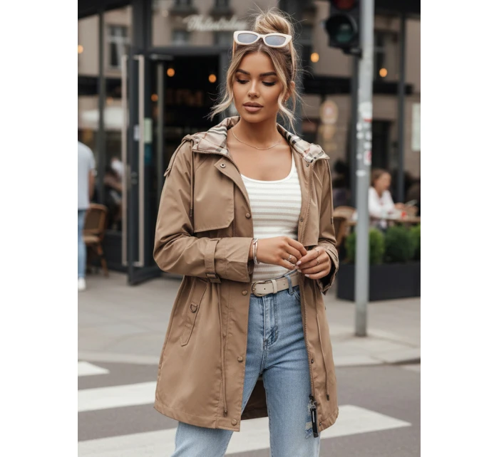 Dámská přechodná bunda parka MOZA tmavě béžová FashionStreet TY4284