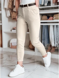 Dámské kalhoty slim fit s páskem TAIRONIK light beige FashionStreet UY2546