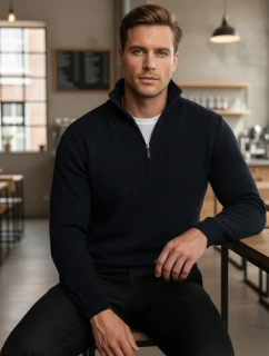 Pánský svetr se stojáčkem tmavě modrý Dstreet model 21995576 - FashionStreet