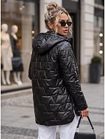 Dámská prošívaná bunda s odnímatelnou kapucí, černá, FashionStreet TY5795 Dámská prošívaná bunda s odnímatelnou kapucí, černá, FashionStreet TY5795