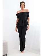 Dámský bavlněný komplet s krátkým rukávem a šortkami žlutý