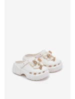 Dětské Dívčí Pantofle Z Pěny S Mašlí A Ozdobami Bílé Selvana Dětské Dívčí Pantofle Z Pěny S Mašlí A Ozdobami Bílé Selvana