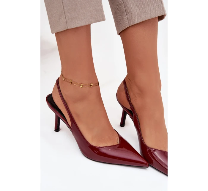 Lakované lodičky na jehlovém podpatku bordó model 21757904 - Boto