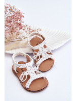 Dětské pletené nazouvací sandály Bíle Tracy