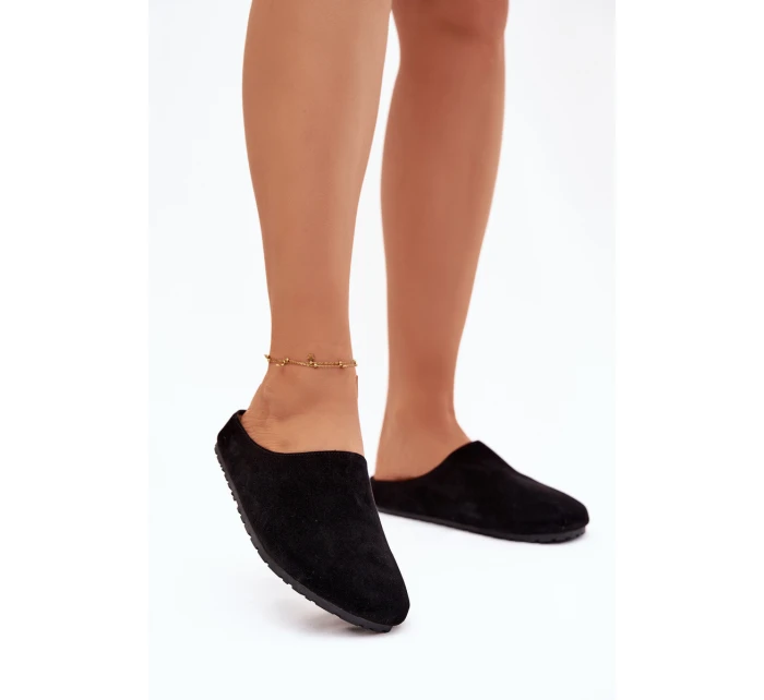 Dámské domácí pantofle z eko semiše – černé Kalvess Dámské domácí pantofle z eko semiše – černé Kalvess