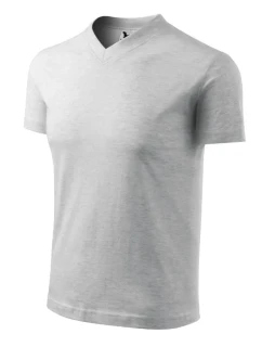 V-neck tričko unisex světle šedý melír