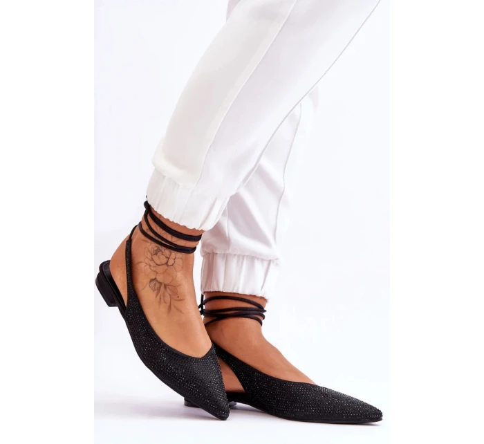 Dámské baleríny na šněrování model Černá  Paris model 20612394 - Inello