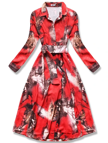 Červené dámské košilové šaty v délce do model 19530885 - Ann Gissy Červené dámské košilové šaty v délce do model 19530885 - Ann Gissy