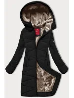 Černá dámská zimní bunda s kožešinovou podšívkou model 21247977 - LHD