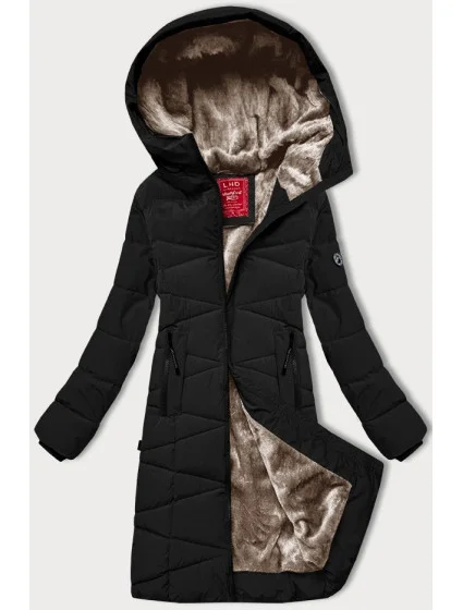 Černá dámská zimní bunda s kožešinovou podšívkou model 21247977 - LHD