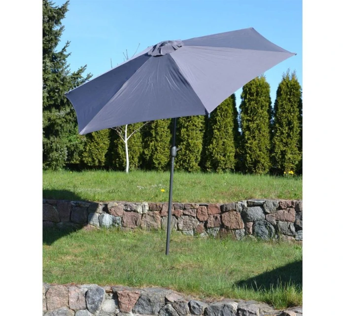 ZAHRADNÍ SLUNEČNÍK 300 CM SKLÁDACÍ ŠEDÝ