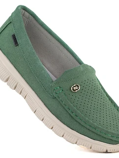 Dámské kožené pohodlné polobotky zelené Jezzi 7075