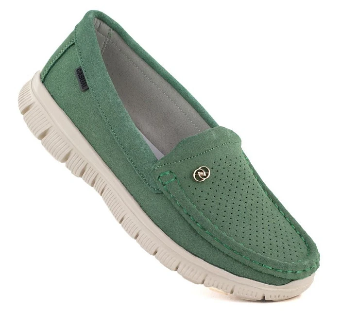 Dámské kožené pohodlné polobotky zelené Jezzi 7075 Dámské kožené pohodlné polobotky zelené Jezzi 7075