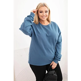 Dámská mikina Plus Size bavlněná basic s kulatým výstřihem modrá Dámská mikina Plus Size bavlněná basic s kulatým výstřihem modrá