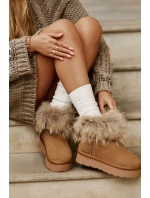 Kožené Sněhule Na Platformě S Kožešinou Camel model 21677869 - Boto