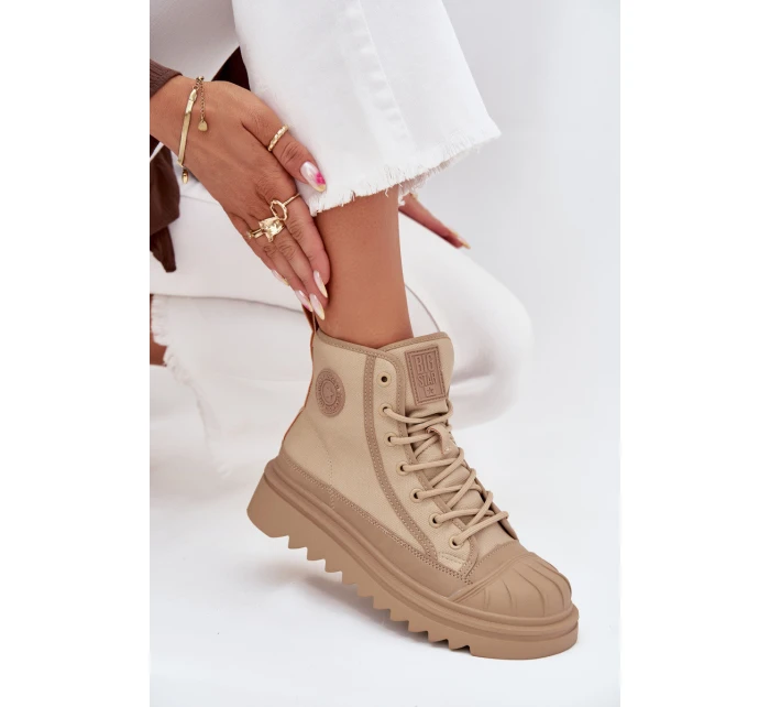 Vysoké Dámské Tenisky Zateplené Big Star OO274A356 Béžové Vysoké Dámské Tenisky Zateplené Big Star OO274A356 Béžové