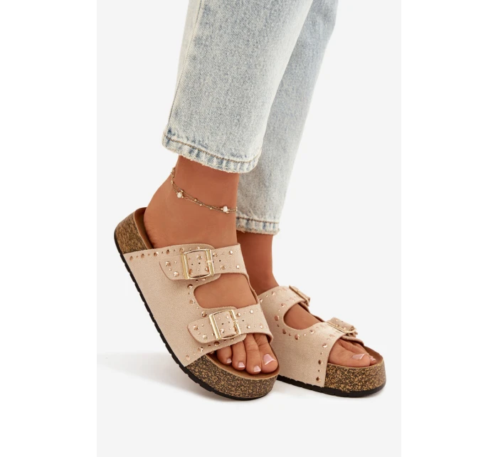 Dámské pantofle se zlatými a knoflíky model 21919013 - Boto Dámské pantofle se zlatými a knoflíky model 21919013 - Boto