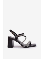 Černé dámské sandály na podpatku s pásky a model 22027990 - Boto Černé dámské sandály na podpatku s pásky a model 22027990 - Boto