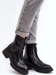 Dámské ploché kozačky se zipem černá Elkasa