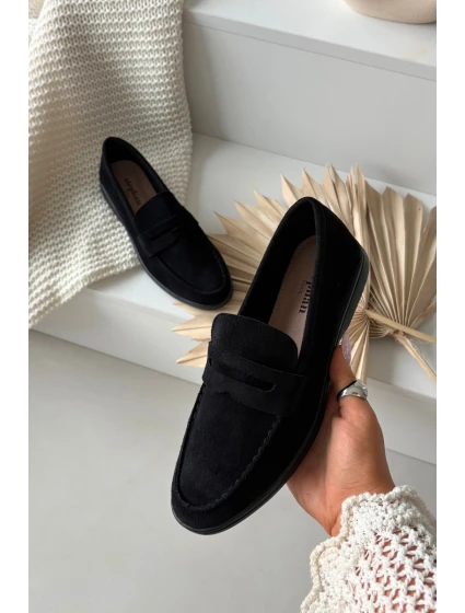 Dámské mokasíny z eko semiše – černé Renelia Dámské mokasíny z eko semiše – černé Renelia