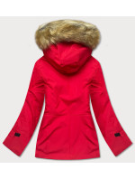Červená dámská zimní bunda s kapucí (J9-066)