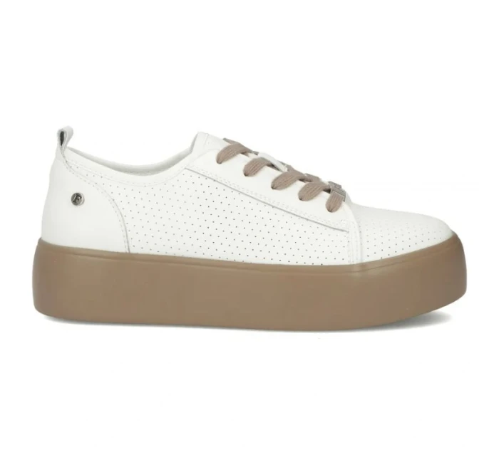 Dámské kožené polobotky sportovní creepers bílé Filippo DP6116