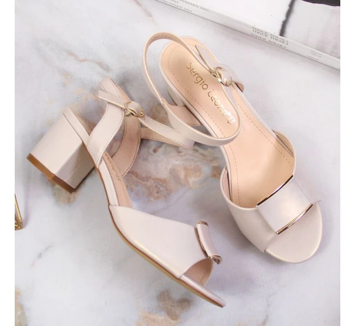 Sergio Leone W SK139F béžové sandály na vysokém jehlovém podpatku