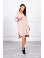 Šaty s kapucí a delšími zády tmavě pudrově růžové Šaty s kapucí a delšími zády tmavě pudrově růžové