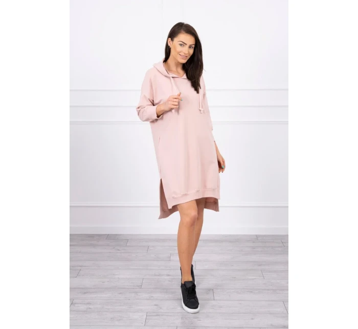 Šaty s kapucí a delšími zády tmavě pudrově růžové Šaty s kapucí a delšími zády tmavě pudrově růžové