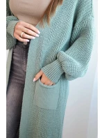 Dlouhý svetr kardigan světle mátový