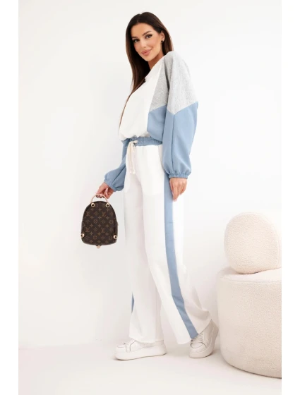 Dámská souprava s volnou mikinou a kalhotami s širokou nohavicí model 21938024 - K-Fashion Dámská souprava s volnou mikinou a kalhotami s širokou nohavicí model 21938024 - K-Fashion