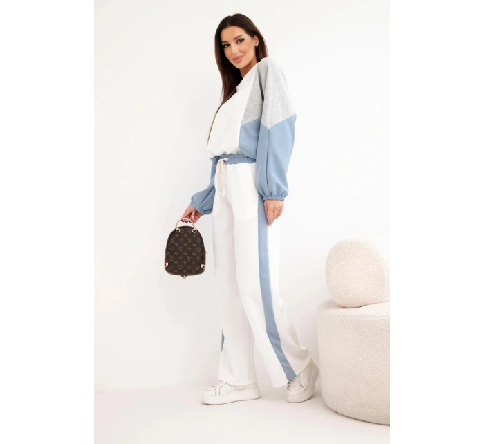 Dámská souprava s volnou mikinou a kalhotami s širokou nohavicí model 21938024 - K-Fashion Dámská souprava s volnou mikinou a kalhotami s širokou nohavicí model 21938024 - K-Fashion