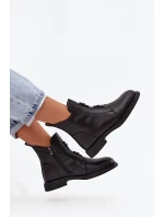 Kožené vyhřívané dámské kotníkové boty D&A MK52-026 Černé