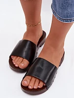 Dámské pantofle s přezkami na nízkém podpatku Černé Brinalle