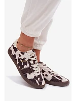 Dámské tenisky s nášivkami Big Star TT274369 Bílá-hnědé