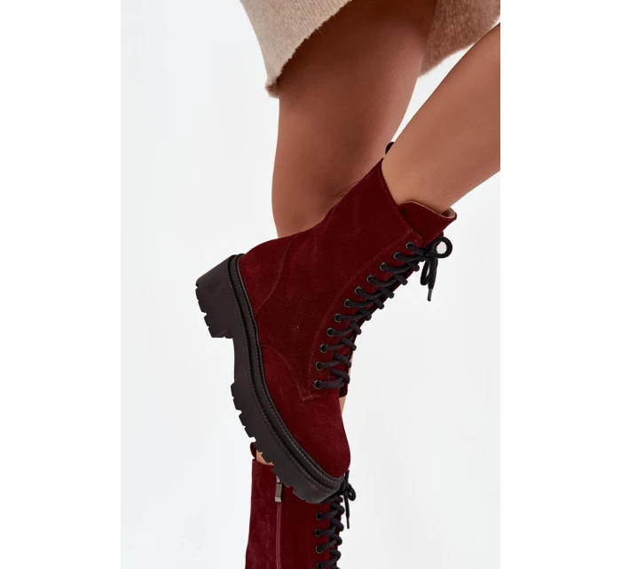 Dámské workery z pravého semiše Zazoo - bordó Dámské workery z pravého semiše Zazoo - bordó