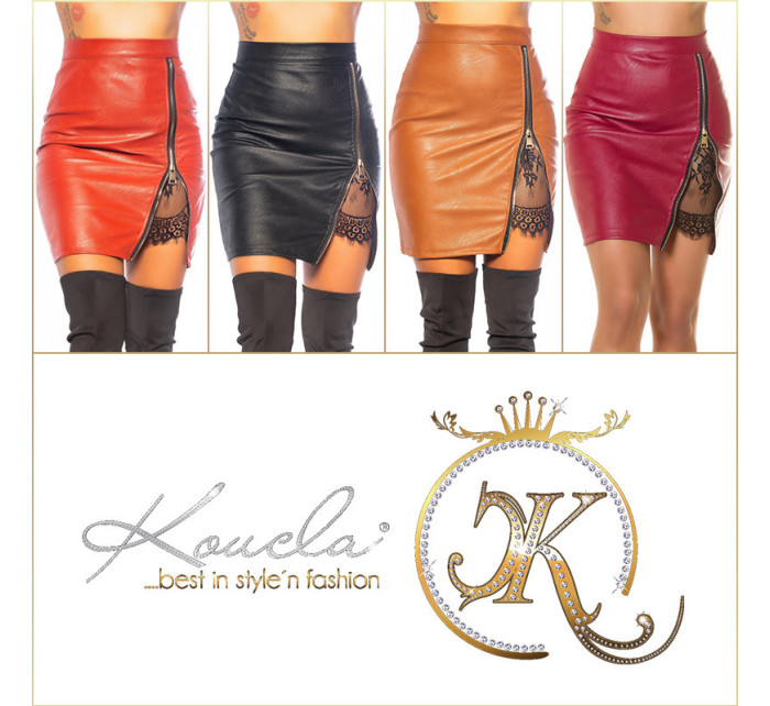 Sexy Koucla Leather Look Skirt with a sexy Slit
