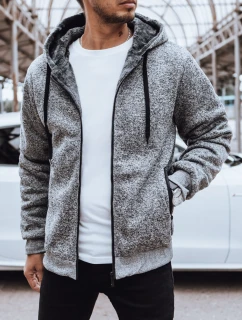 Pánská rozepínací zateplená mikina světle šedá FashionStreet BX5596