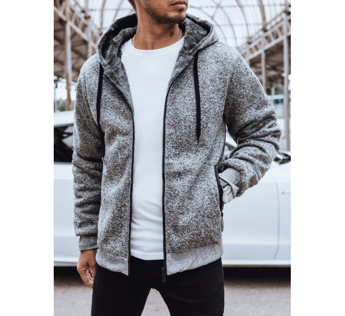Pánská rozepínací zateplená mikina světle šedá FashionStreet BX5596