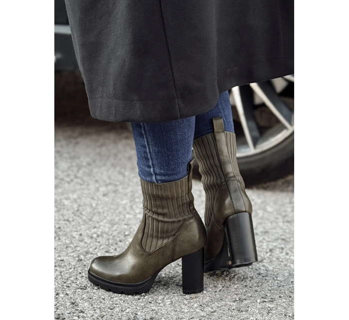 DOMVIBE dámské kozačky s vysokým podpatkem zelené FashionStreet ZY0517