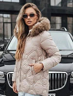 Dámská zimní bunda s kožešinou béžová FashionStreet TY5512