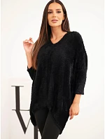 Dámský svetr Plus Size s výstřihem do V černý Dámský svetr Plus Size s výstřihem do V černý