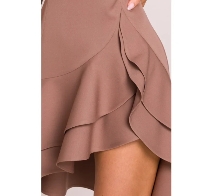 M850 Volánové mini šaty - mocca