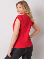 Červené tričko plus velikosti s nášivkami