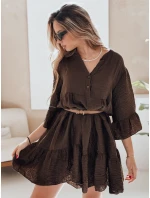 Letní mušelínové šaty LYVONNE tmavě hnědé FashionStreet EY2617