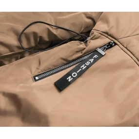 Béžovo-velbloudí dámská bunda pro přechodné období (B8037-12046)