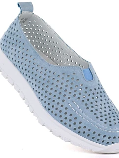 Dámská kožená prolamovaná modrá polobotka model 22116532 - VINCEZA