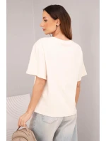 Dámská bavlněná basic halenka s krátkým rukávem béžová Dámská bavlněná basic halenka s krátkým rukávem béžová