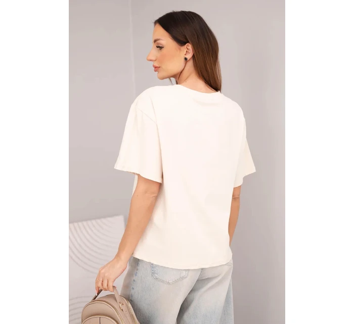 Dámská bavlněná basic halenka s krátkým rukávem béžová Dámská bavlněná basic halenka s krátkým rukávem béžová