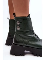 Kůže Dámské Botky Workery Zelené Lemar model 21637681 - Boto